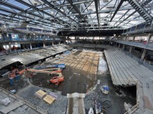 Interior view of F&M Bank Arena under construction